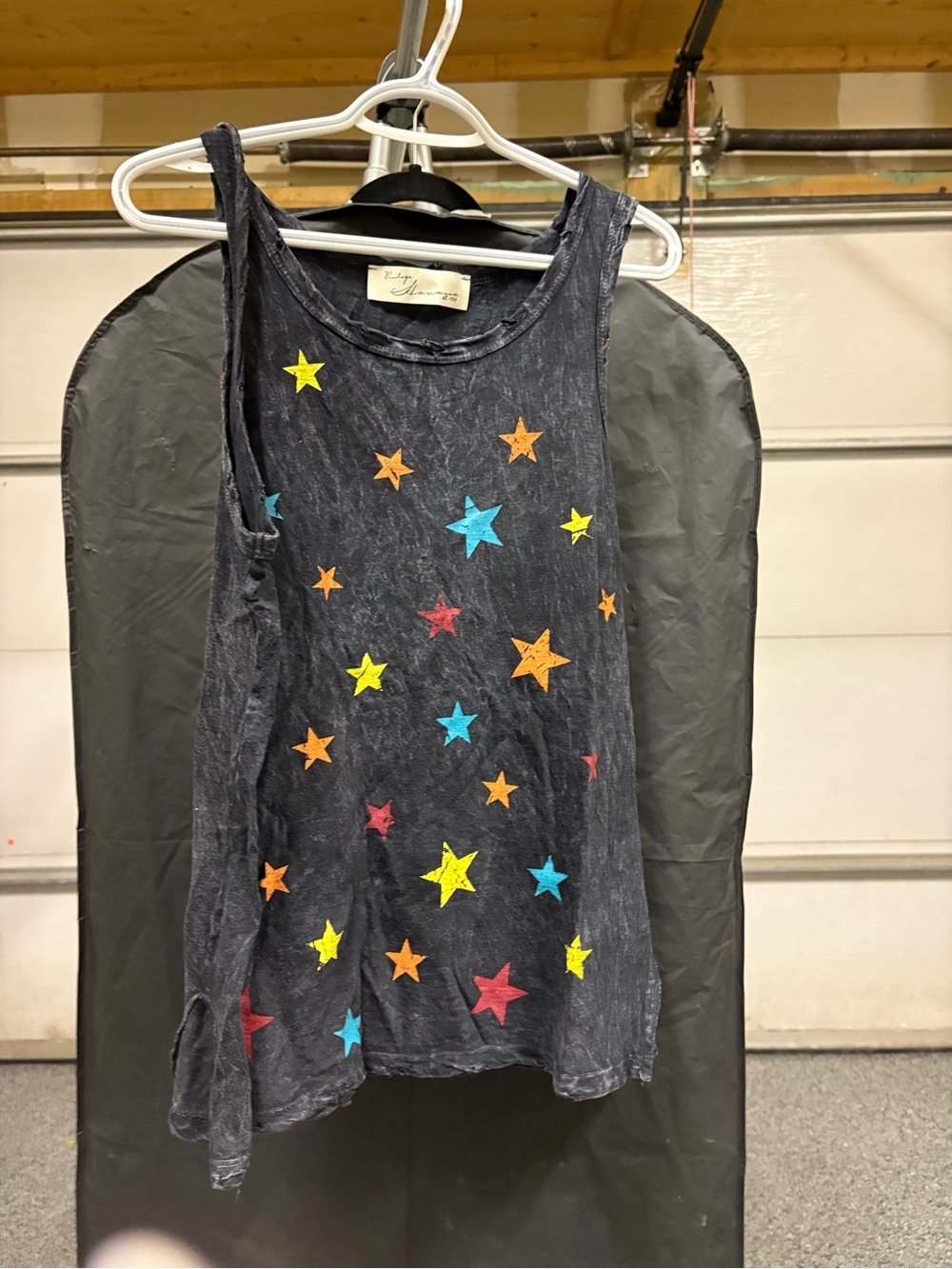 Vintage Havana Black Tank with Multicolor Star Print